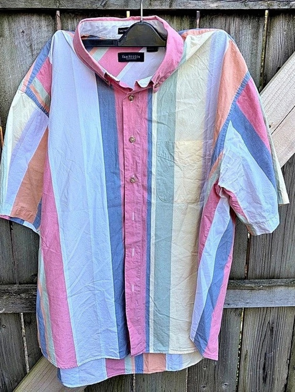 Van Heusen Striped Short Sleeve Shirt 100% cotton